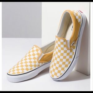 Checkboard slip on vans